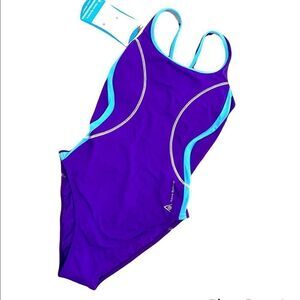 NWT Aqua Sphere ursula purple, blue & white razor back 1 piece swimsuit